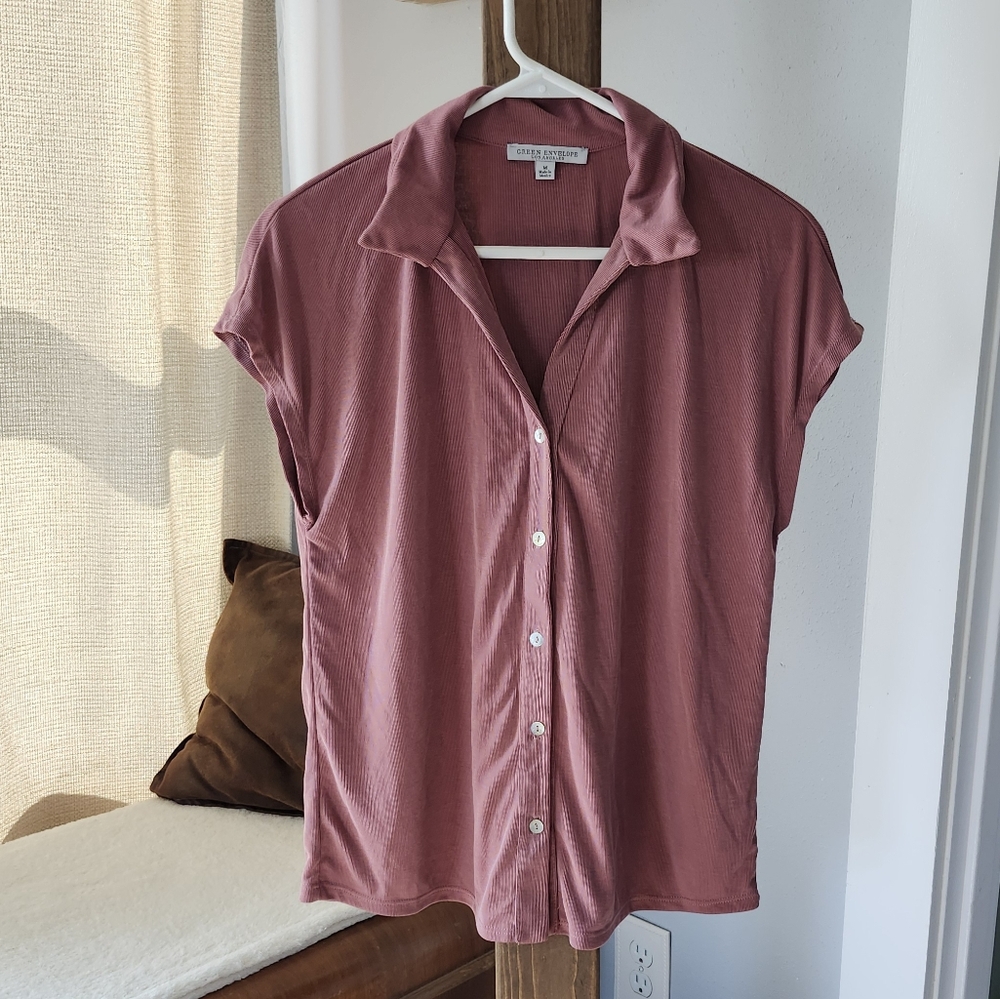 Green Envelope Mauve Button-Down Shirt, Size M